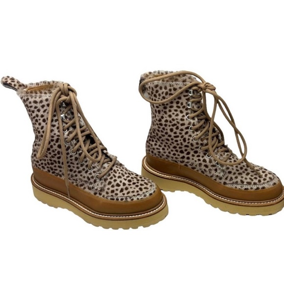 Ulla Johnson Calf Hair Animal Print Military Booties 7.5 - Picture 3 of 8